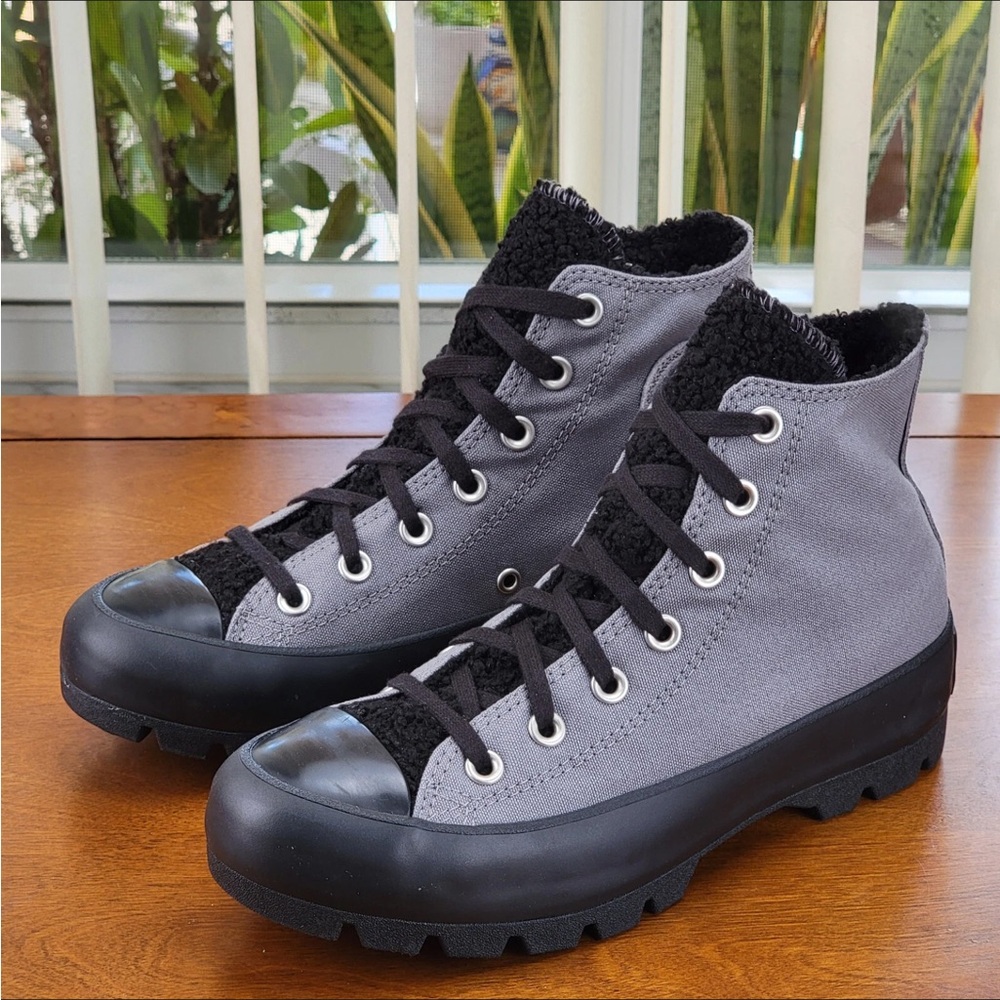 Converse Women's CTAS Lugged Hi Canvas Sherpa 573066C Mason Gray/Black - Picture 5 of 15